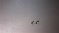 Detail omítnuté stěny s drobnou trhlinou